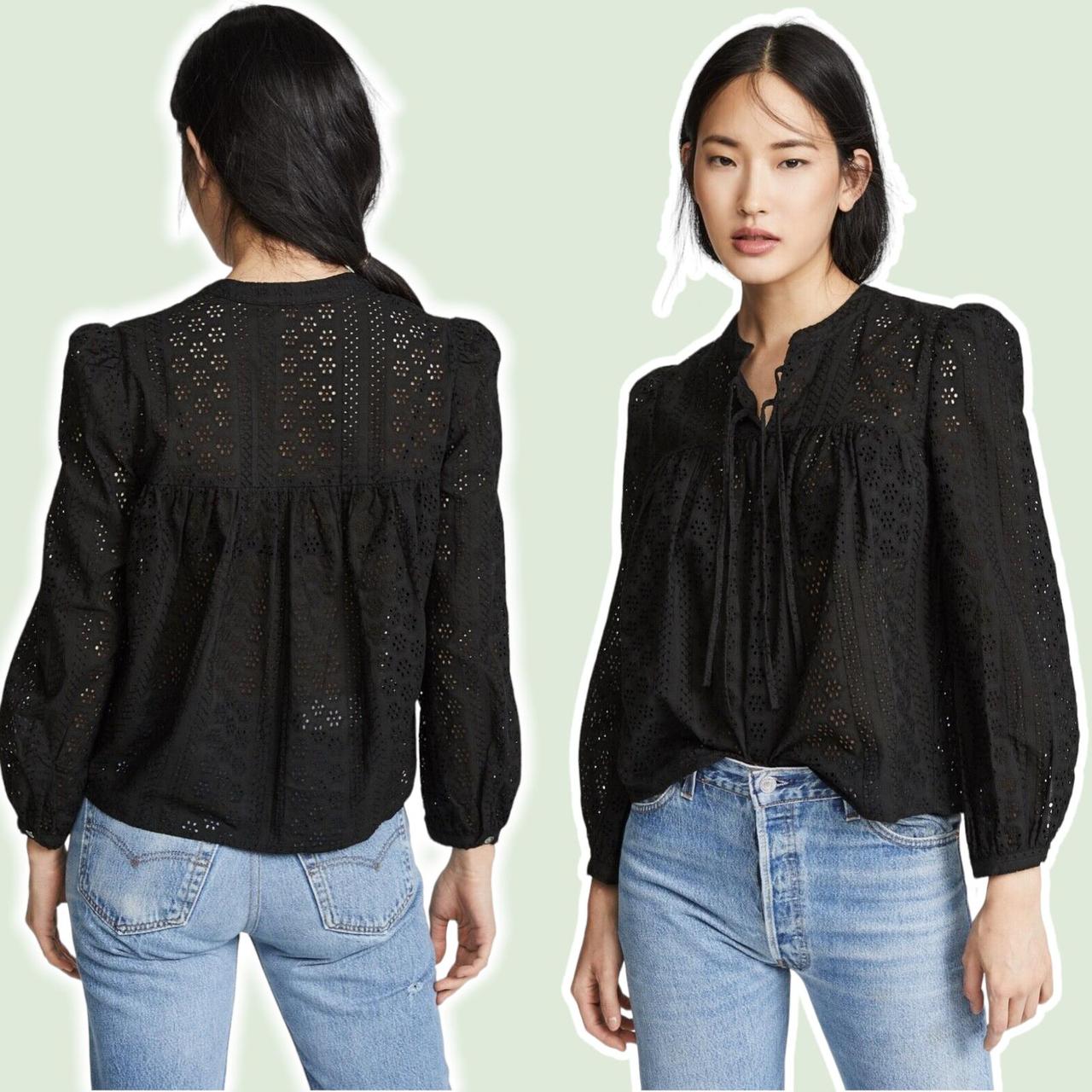 Madewell eyelet double tie best sale peasant top