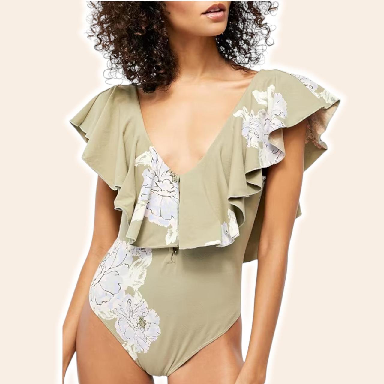 Free People Green Floral factory Bodysuit