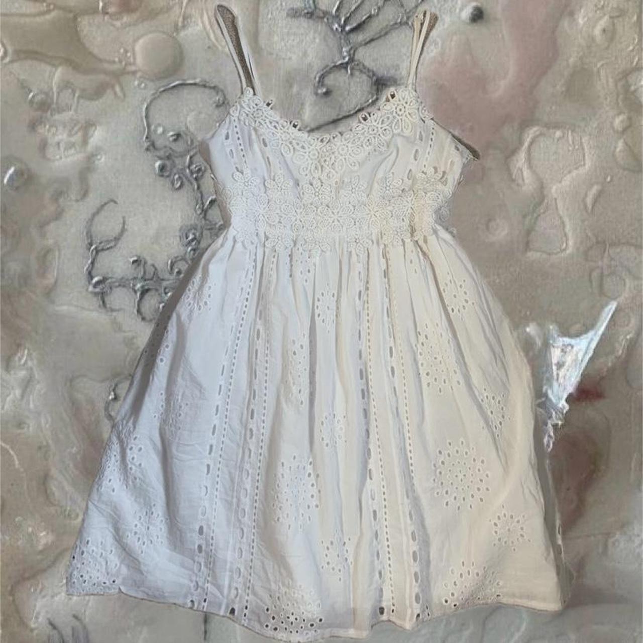 white floral babydoll dress perfect for summer :)... - Depop