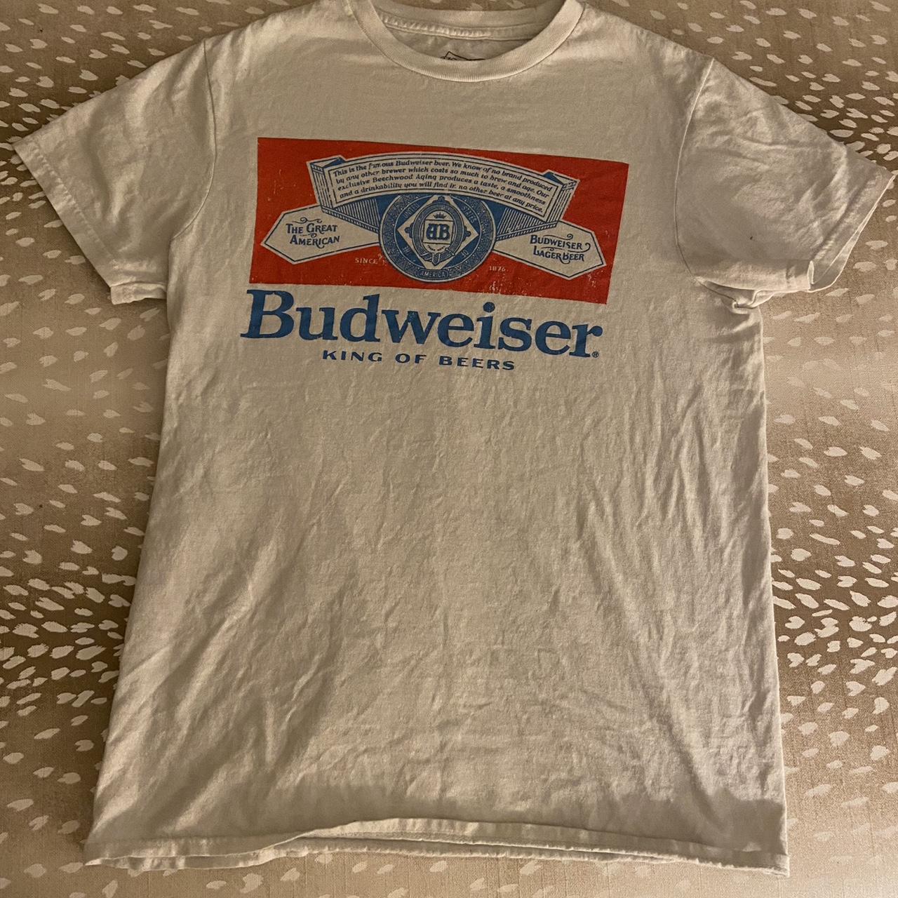 Budweiser Men's White and Red T-shirt | Depop