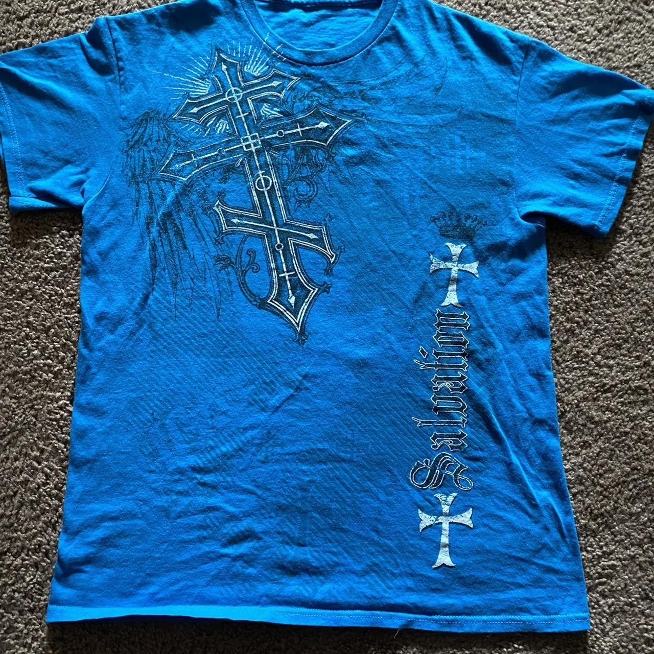 Affliction Men S Blue T Shirt Depop