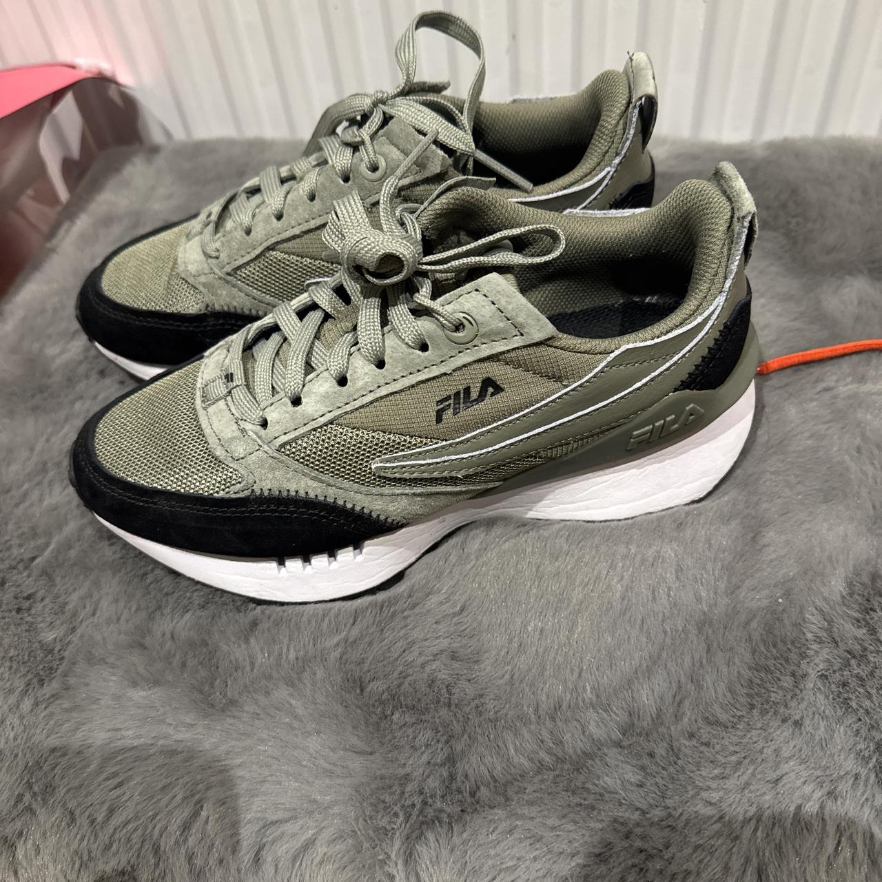 Fila khaki and black runners worn once size 2 Depop