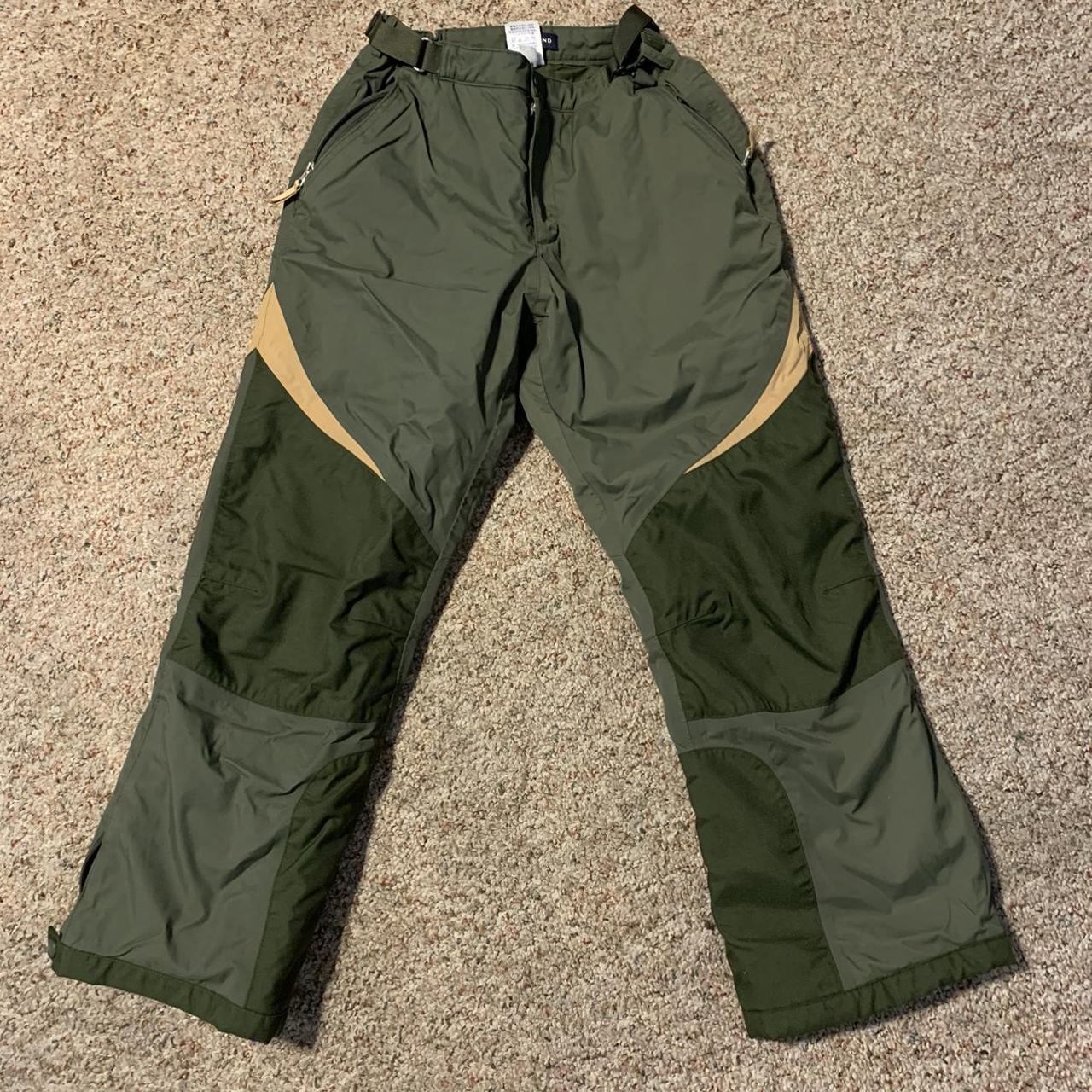 Lands' End Men's Green and Tan Trousers Depop