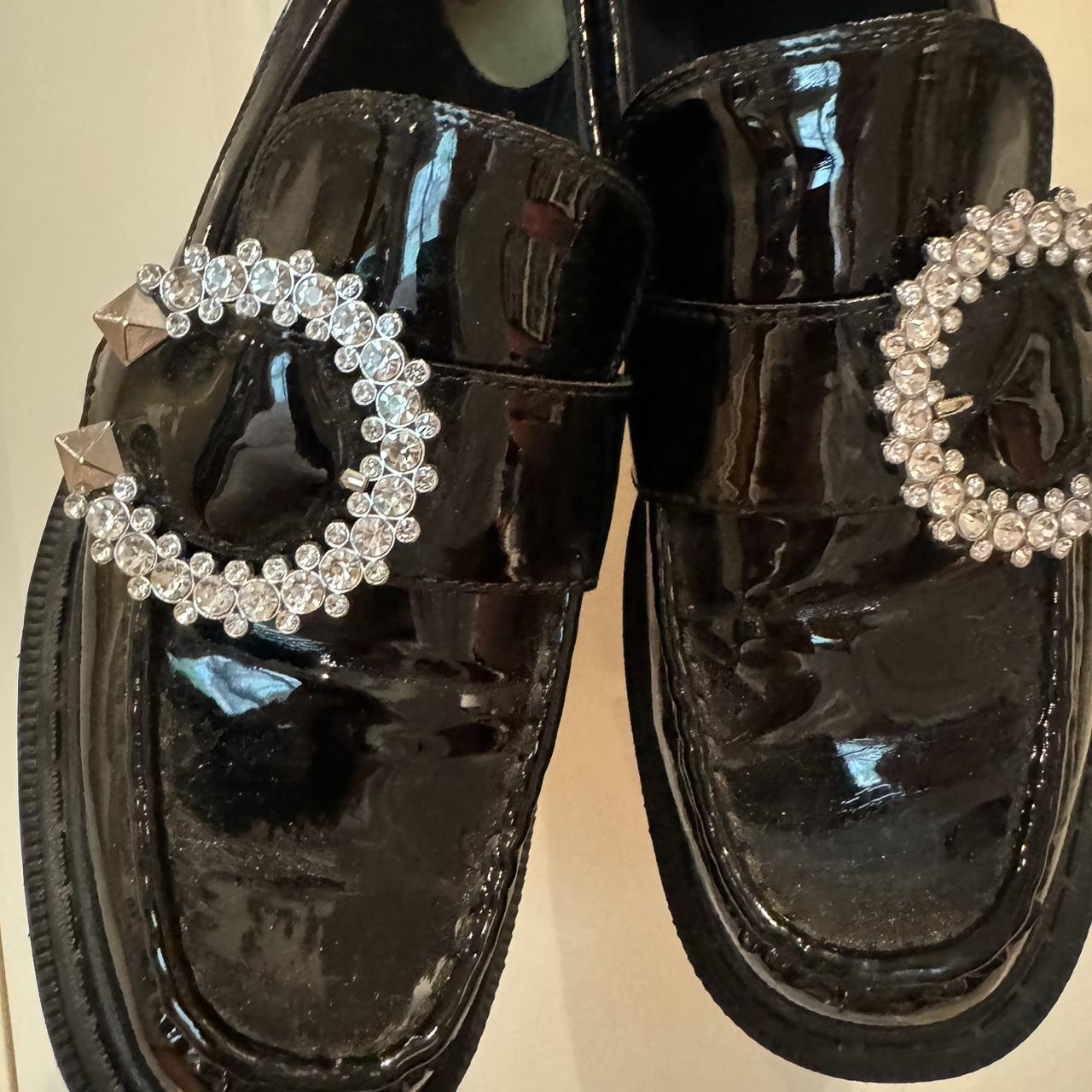 full patent black loafers