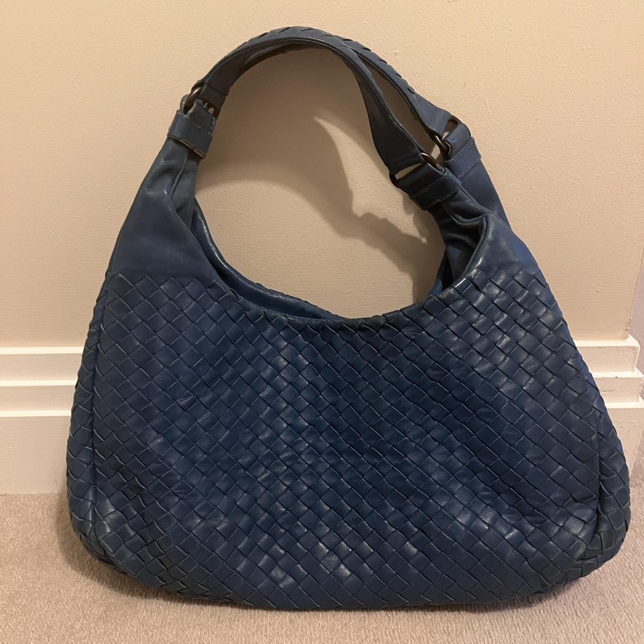 Bottega Veneta: Hobo Bag in Blue Leather Size:... - Depop