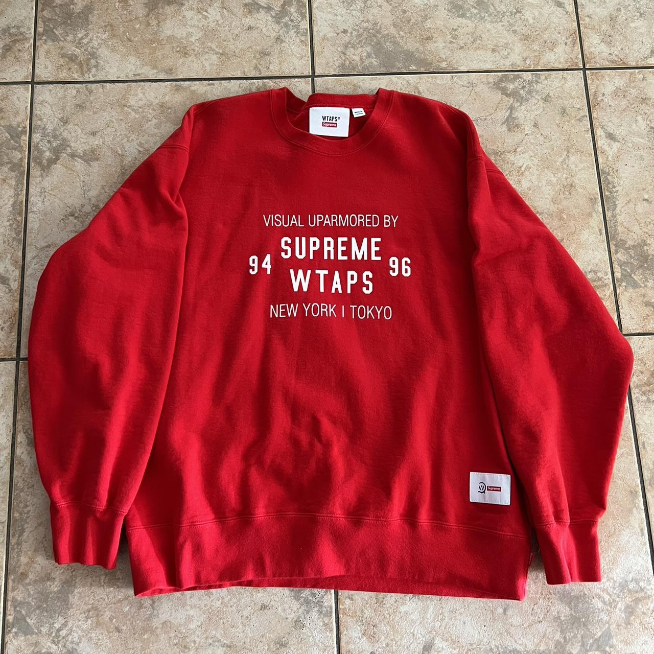 SUPREME X WTAPS CREWNECK RED COLORWAY SIZE XL FROM - Depop