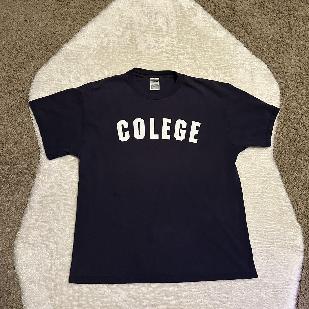 Faded Navy Blue ‘colege’ Shirt Size Large - Depop