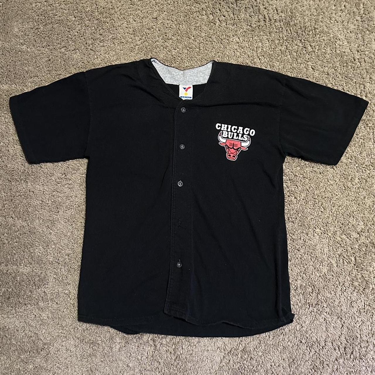 Vintage 90s Chicago Bulls Baseball Jersey NBA Button Down 