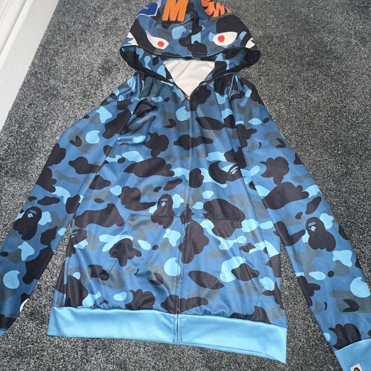 Blue Bape Hoodie Good condition Full... - Depop