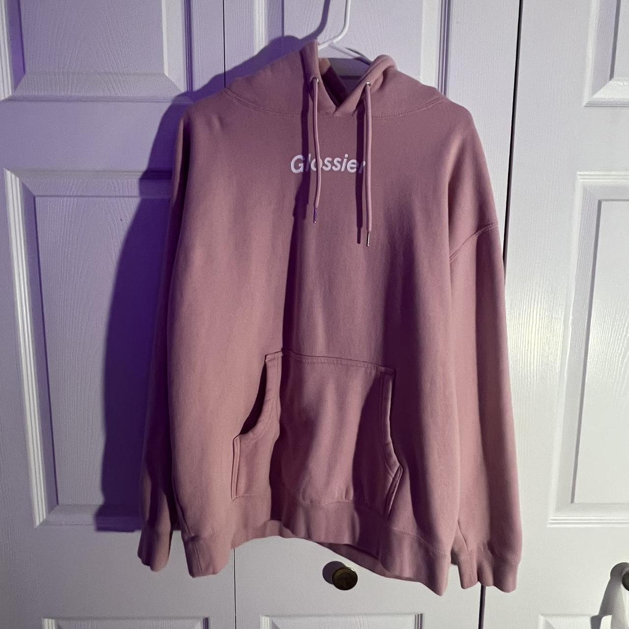 pink glossier hoodie size large worn once or twice i... - Depop