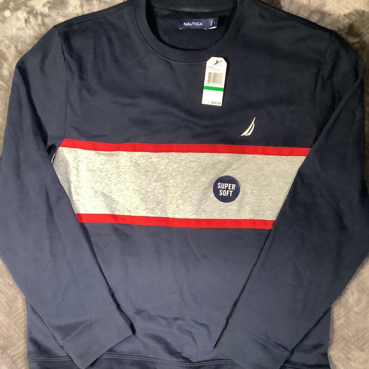 Nautica Sweatshirt COLOR:Blue/Grey/Red SIZE:... - Depop