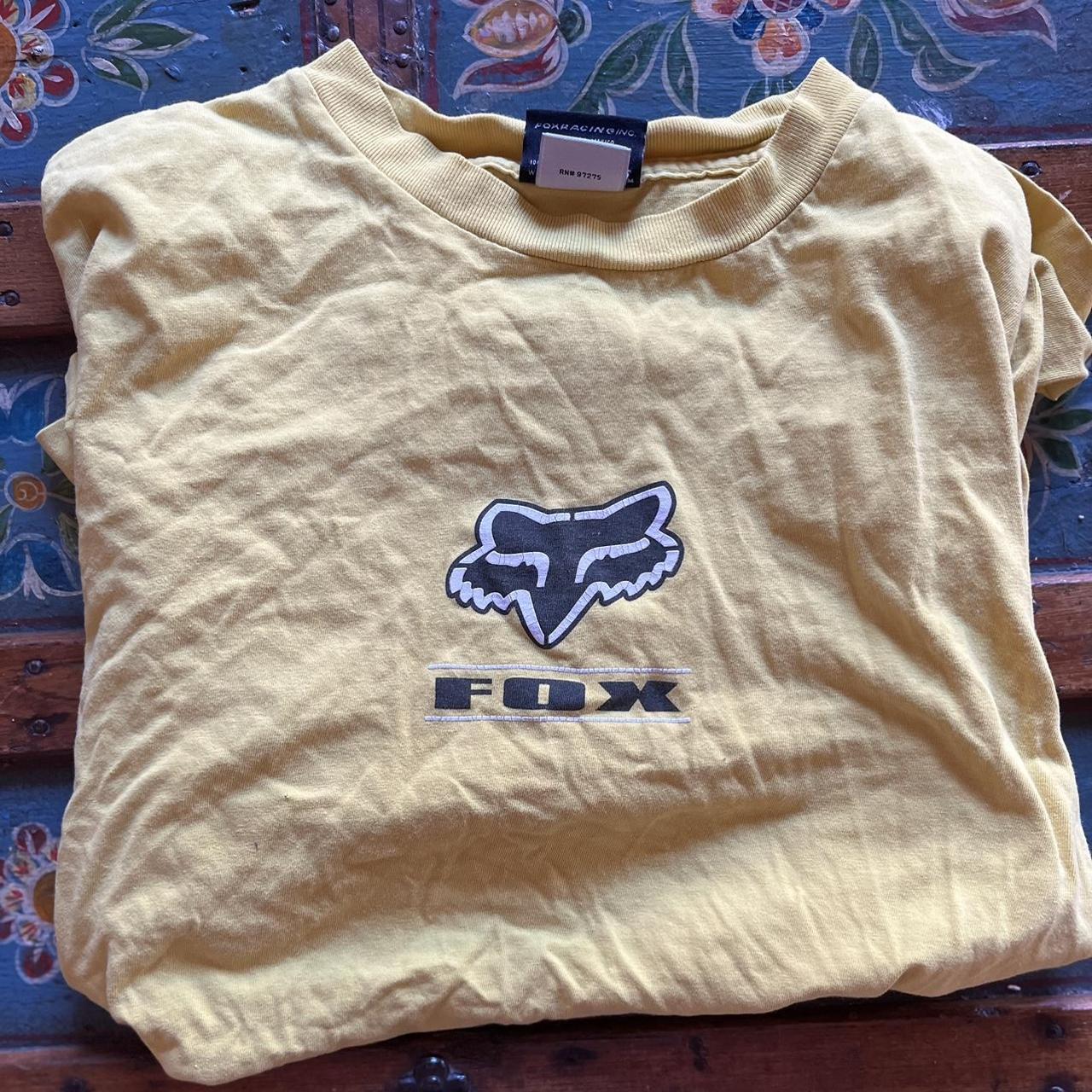 Fox Racing Men's Yellow and Black T-shirt | Depop