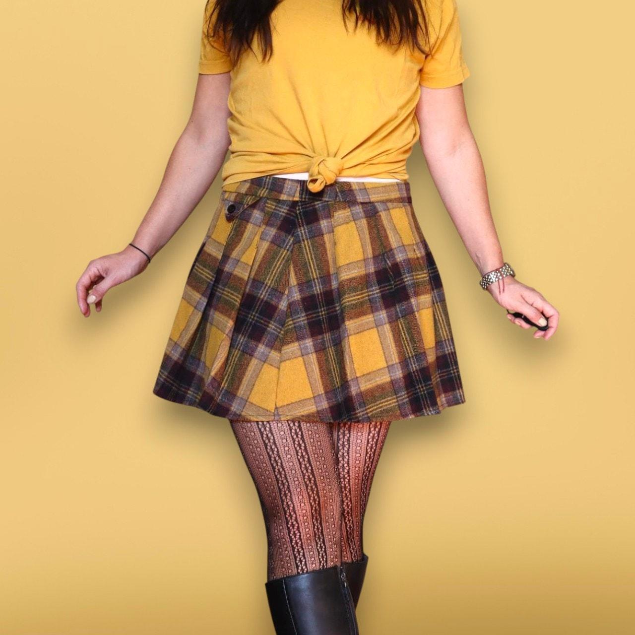 Cider Women's Mini Skirt Yellow/Multi – Vintage 70s wool