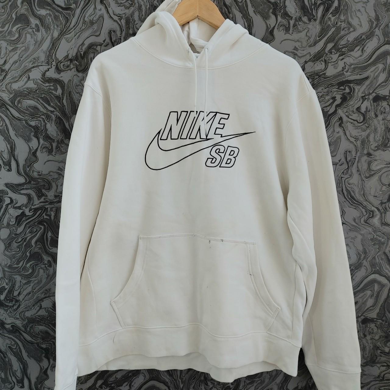 Nike sb white hoodie size xxl but fits more xl ,... - Depop