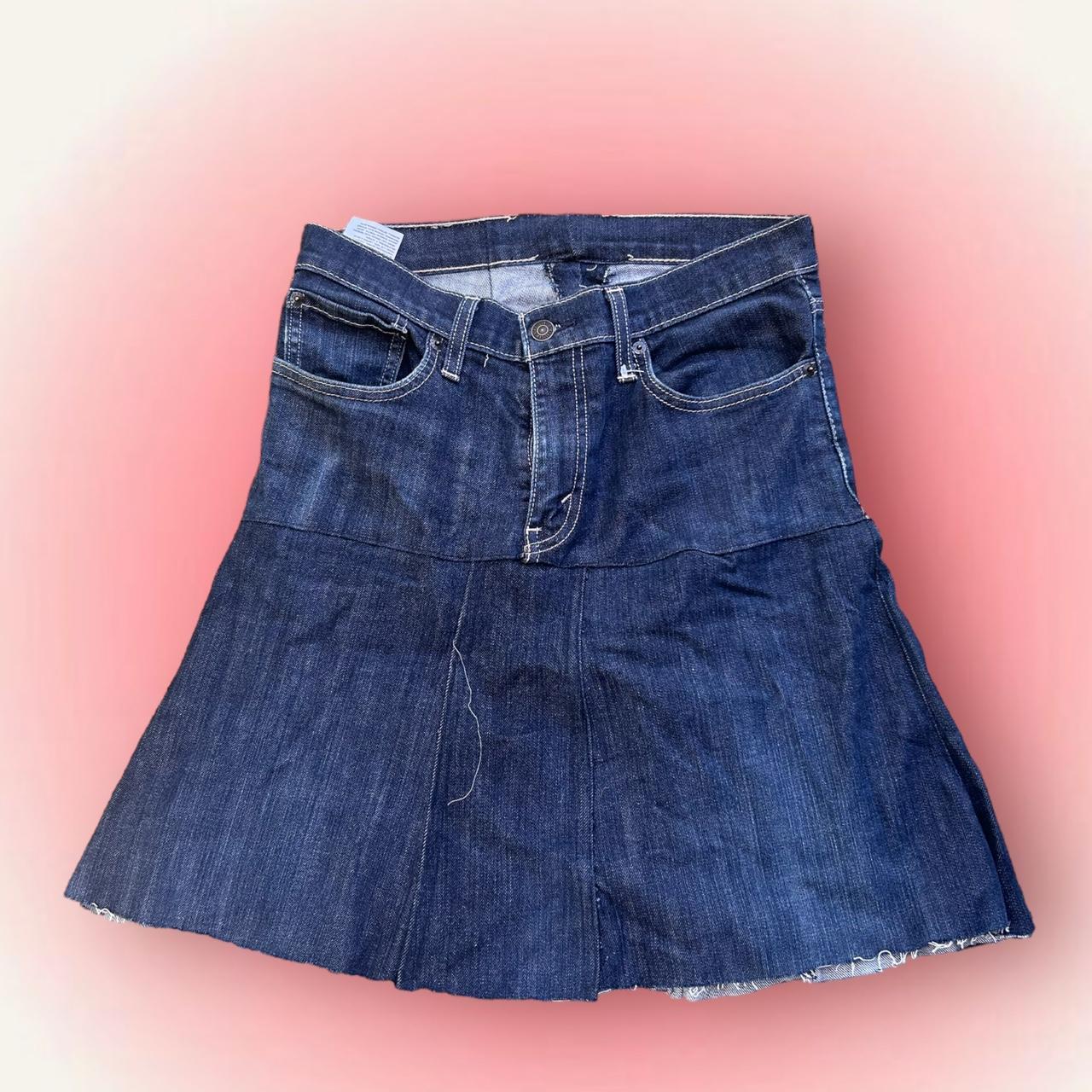 Upcycled LEVIS JEANS low rise denim skirt Dark Depop