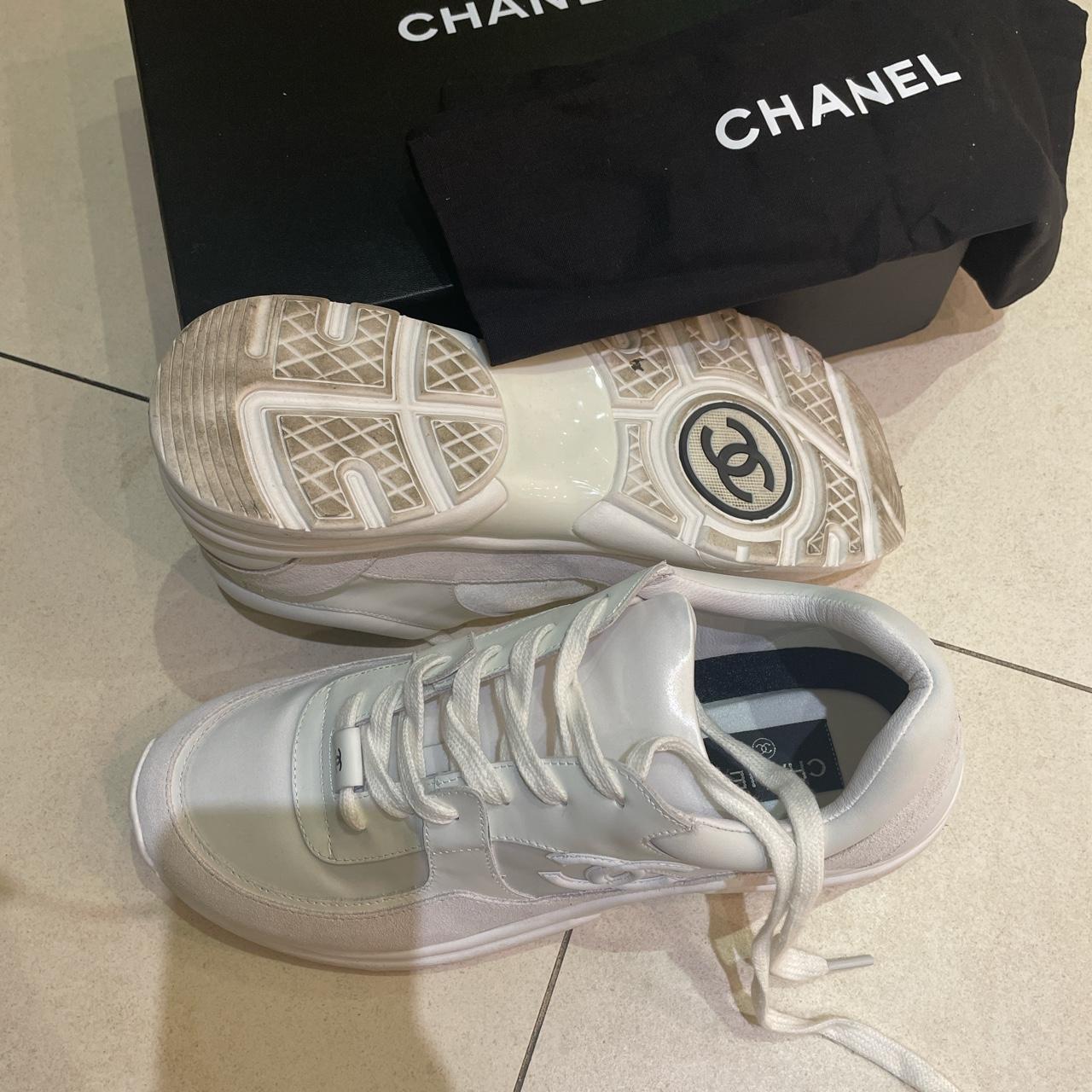 Chanel white trainers - worn once - size 42 ladies... - Depop