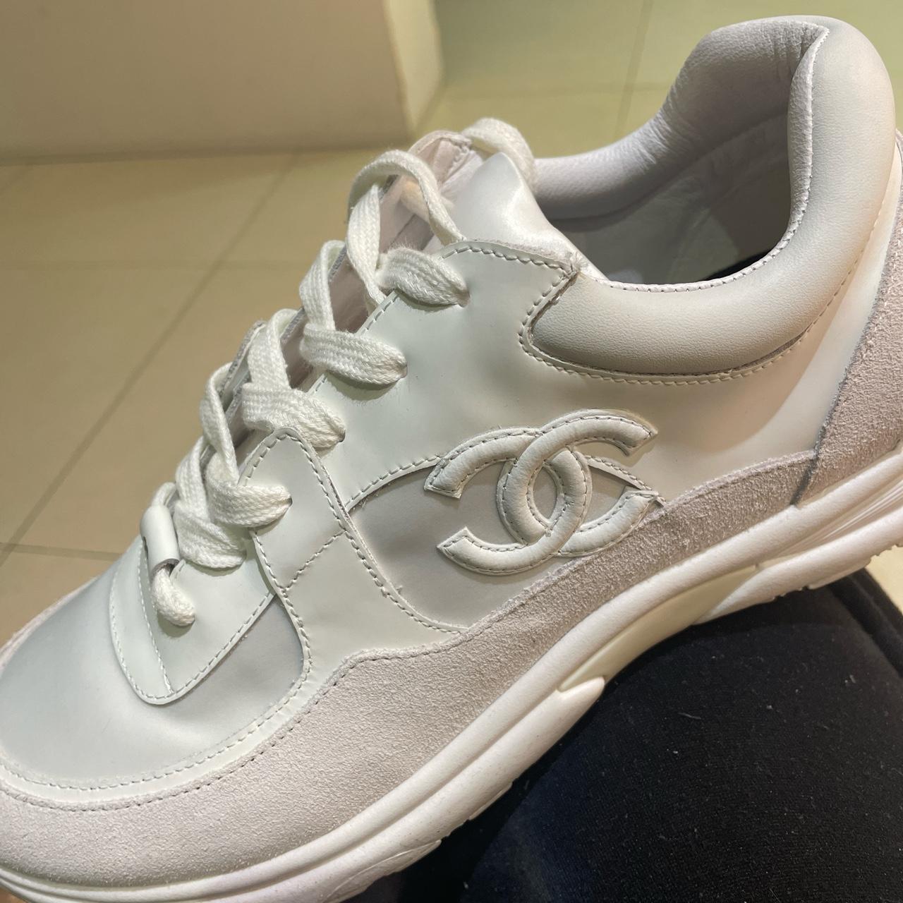 Chanel white trainers - worn once - size 42 ladies... - Depop