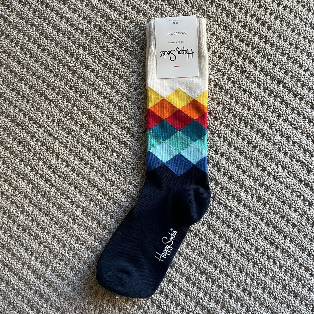 Rainbow Diamond Crew Socks 🌈 Fun crew socks... - Depop