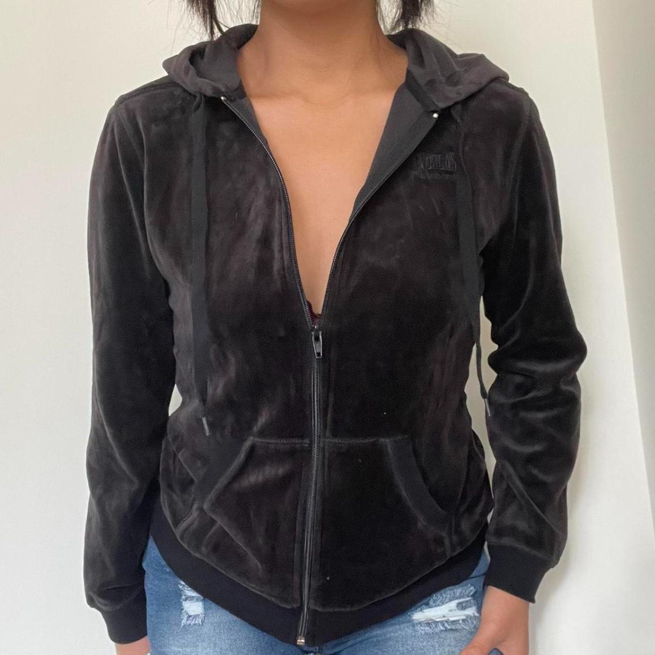 Black Velour Full Zip Hoodie, Velvety soft 2000s