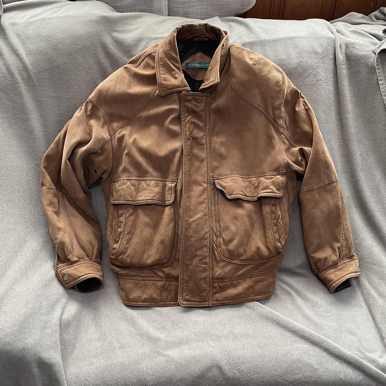 Vintage 80s/90s leather bomber jacket from Andrew... - Depop