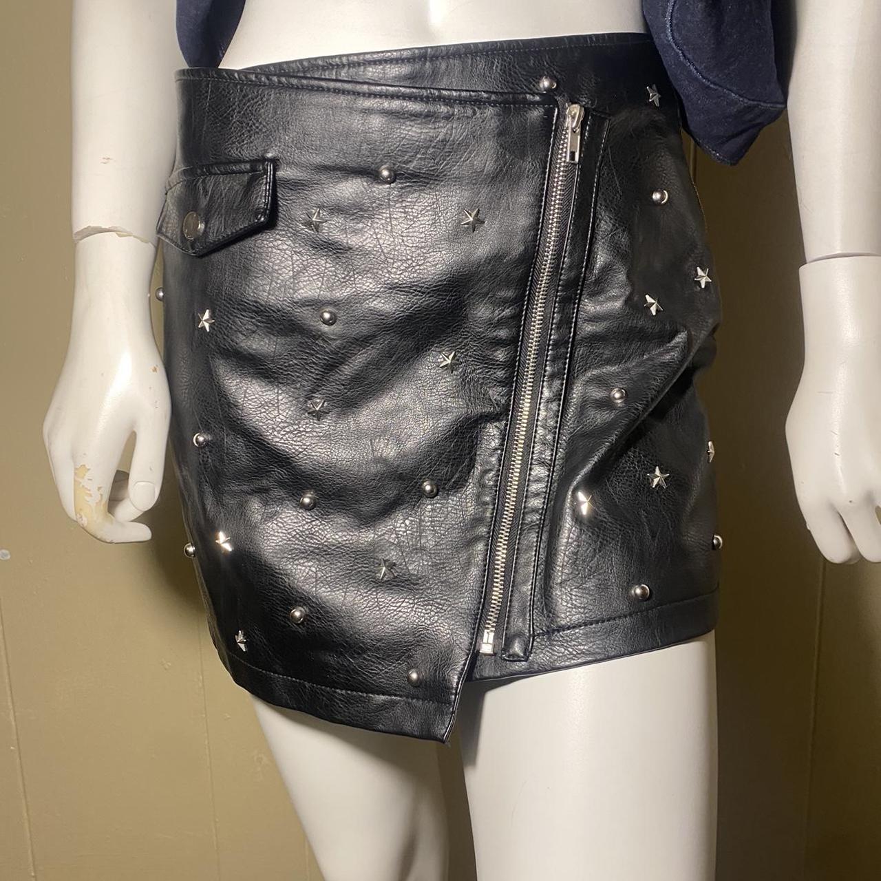 Faux leather skirt with stud details size Depop