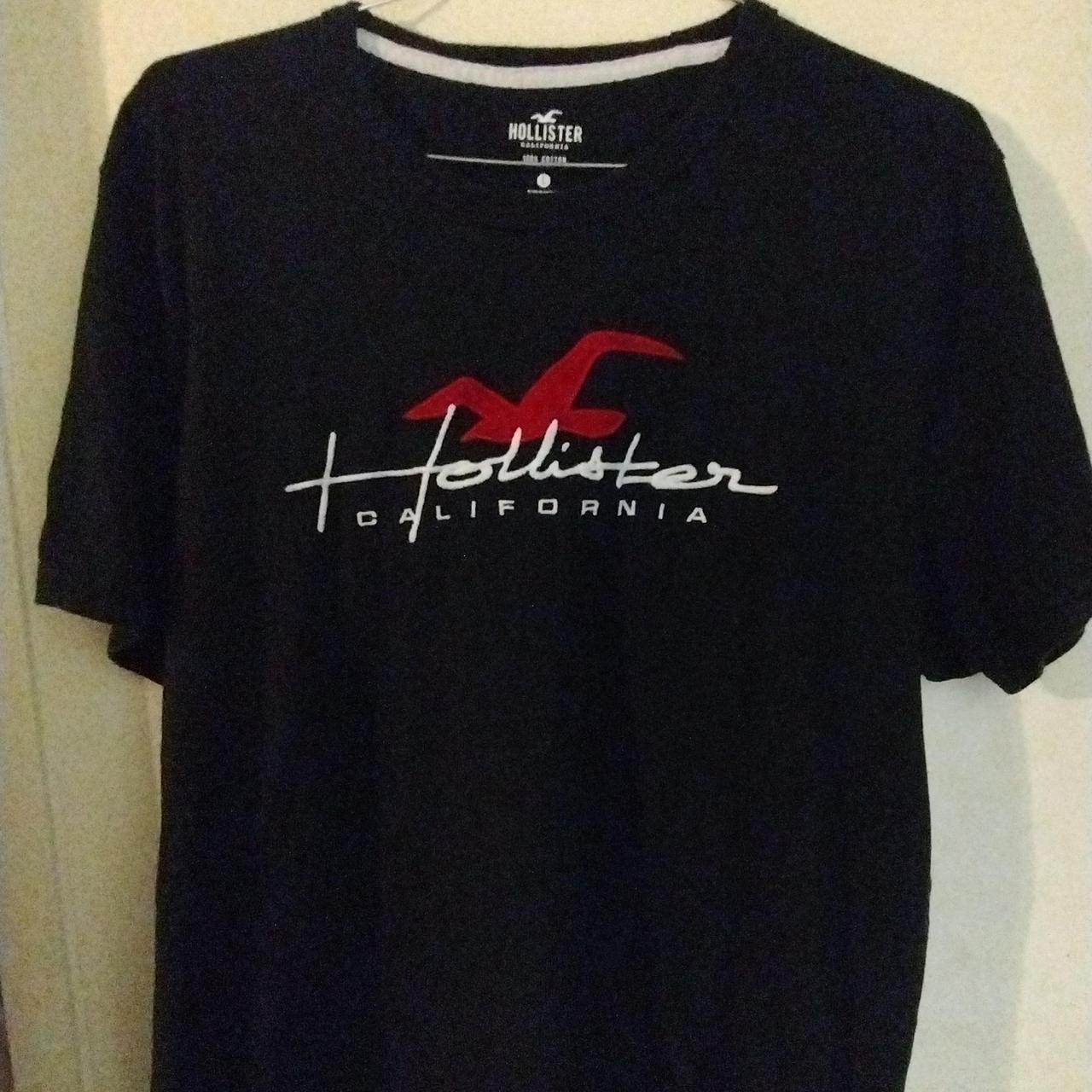 Black Hollister T-shirt. Cool color scheme. No - Depop