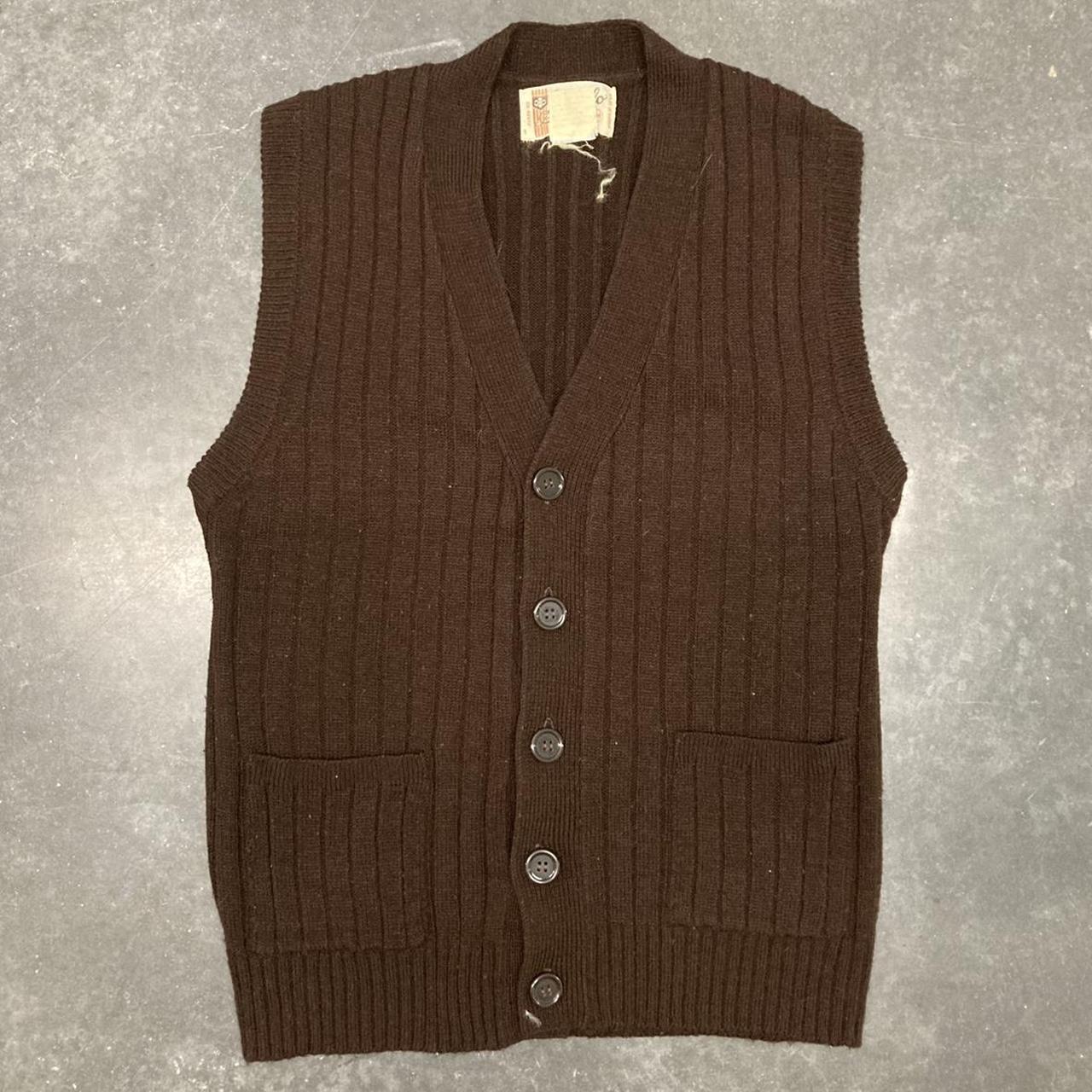 Vintage Brown Sweater Vest. Super cute with front... - Depop