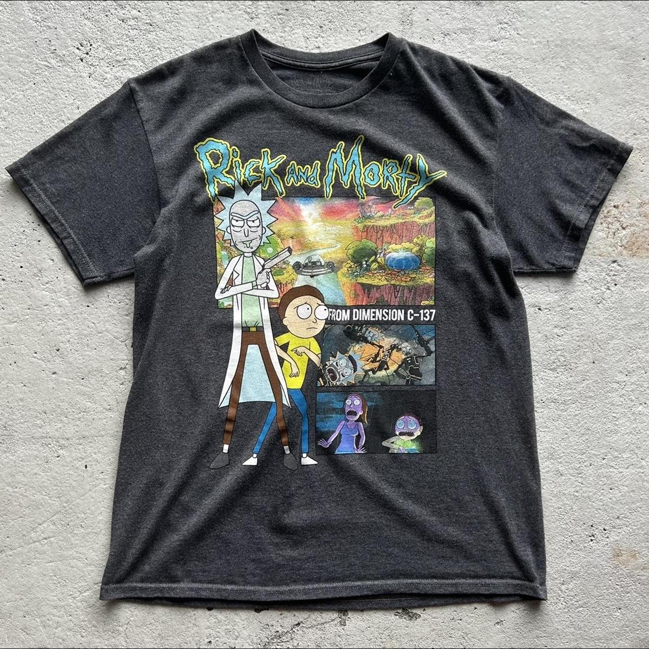 Rick and Morty graphic black t- shirt . Size medium - Depop