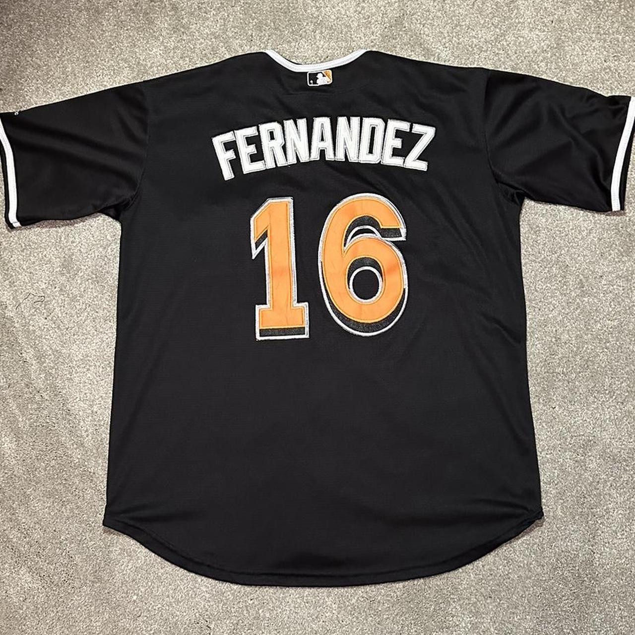 Men's Majestic Miami Marlins #16 Jose Fernandez Black Alternate Flex Base  Authentic Collection MLB Jersey