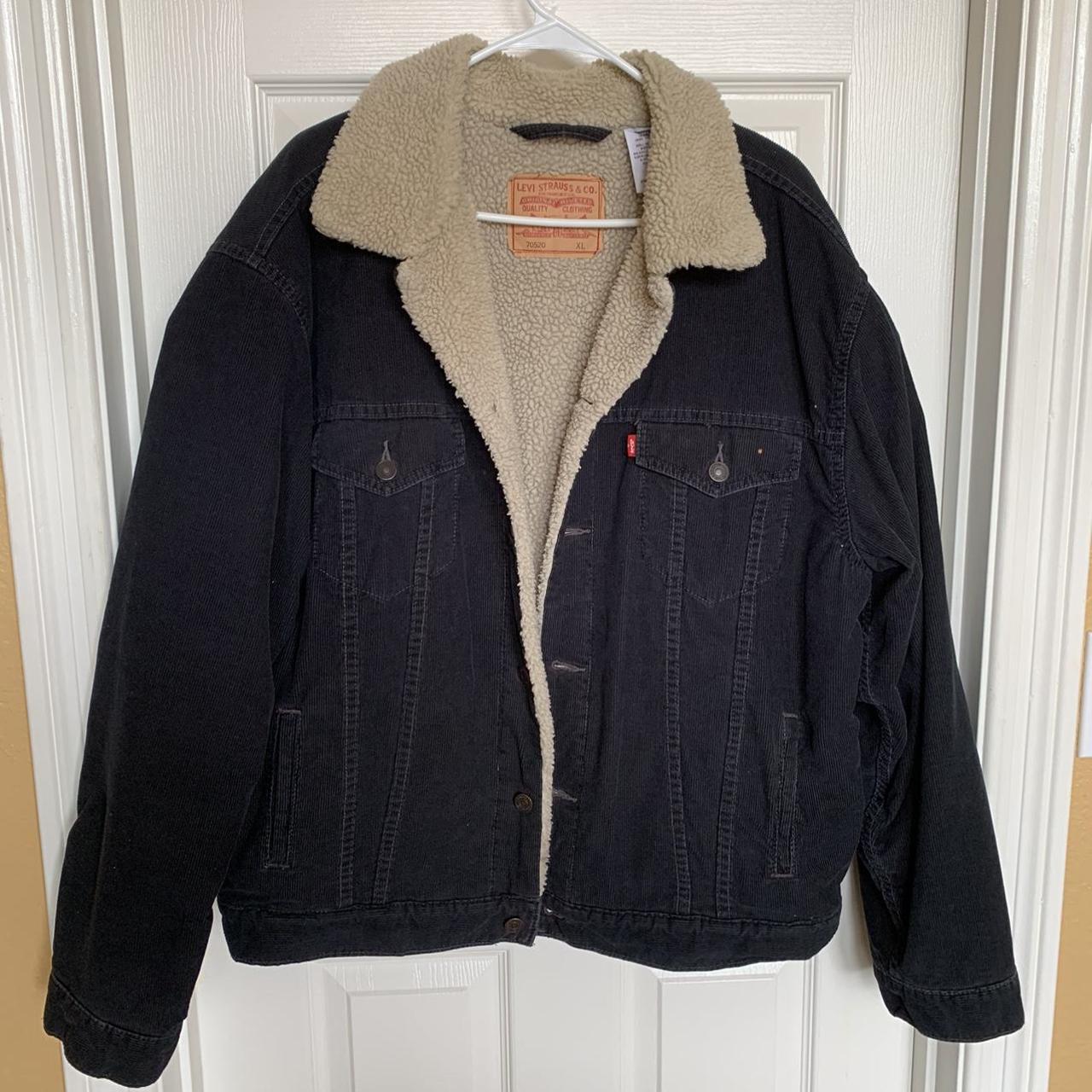 Levis Sherpa Lined Black Corduroy Jacket Vintage Depop