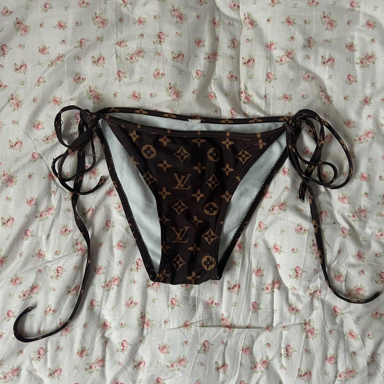 White multi color Louis Vuitton high waisted bathing - Depop