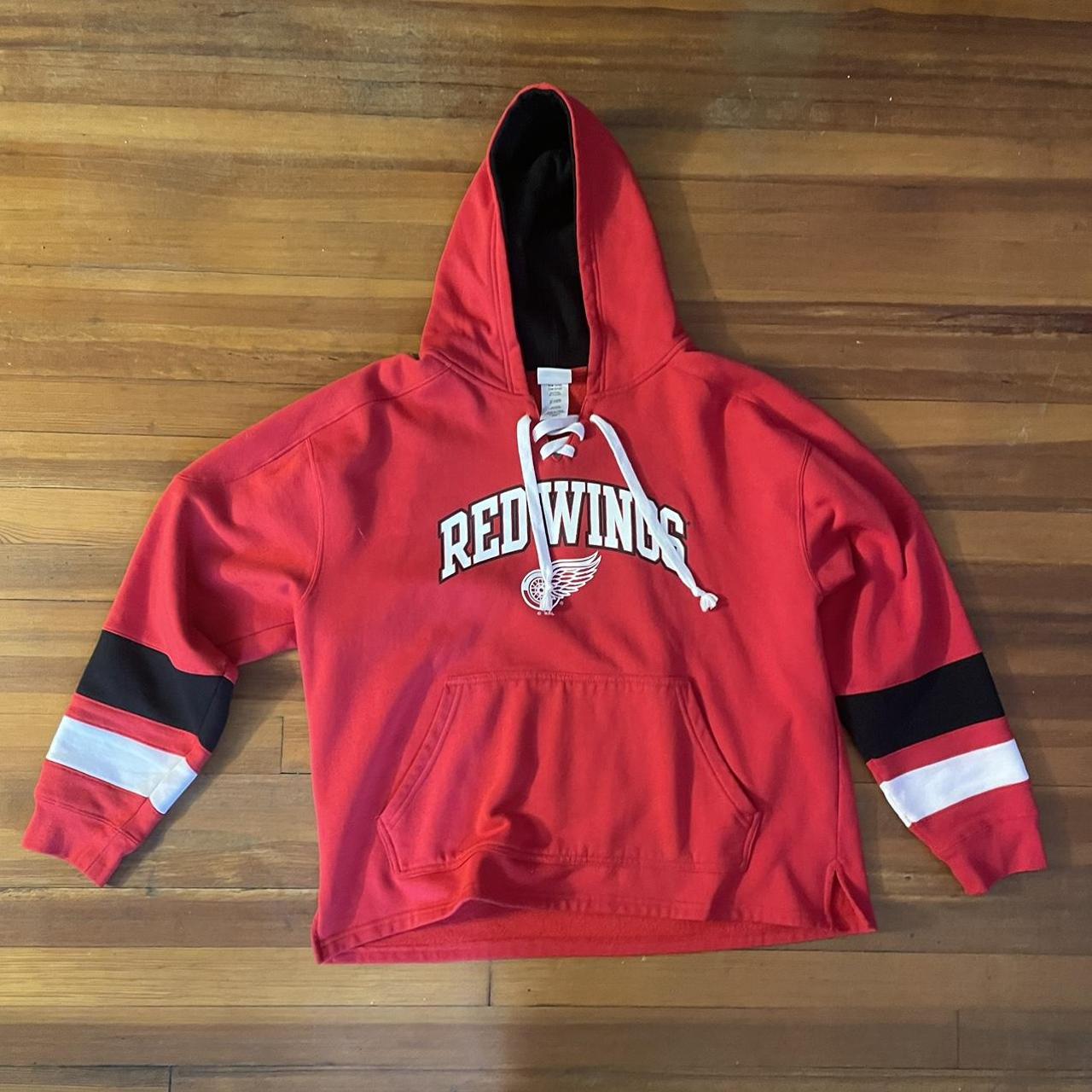 Men's Red and White Hoodie | Depop