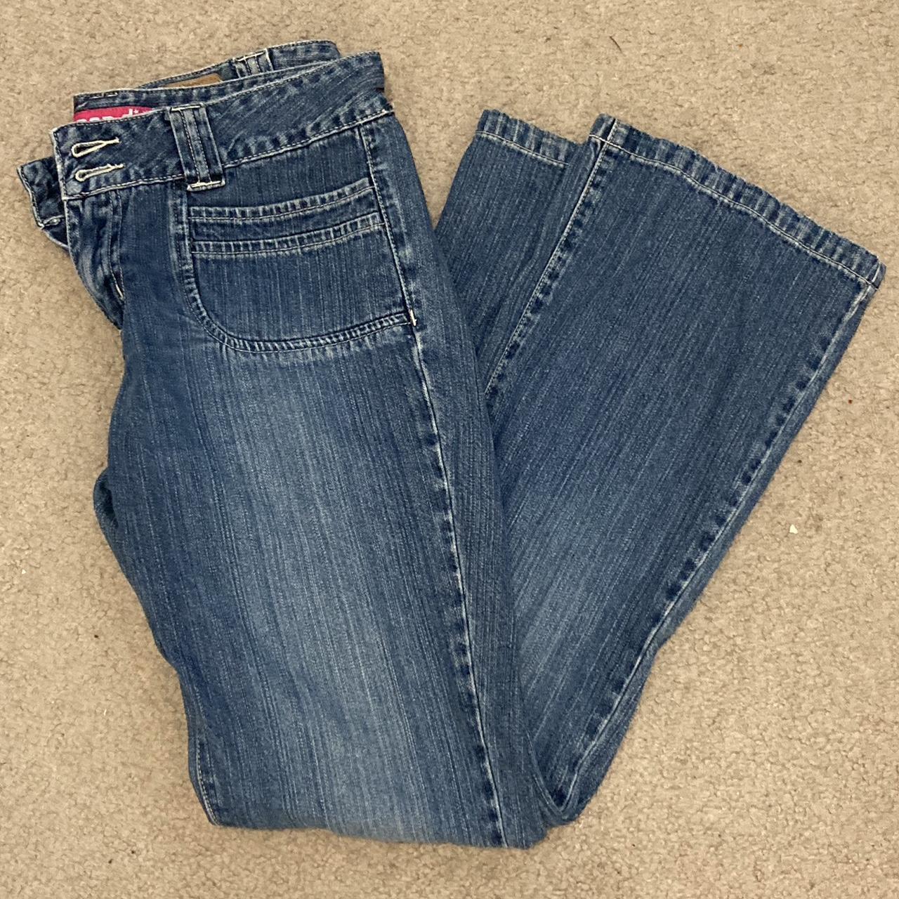Y2K low rise butterfly flare jeans (Tag says 11 but... - Depop