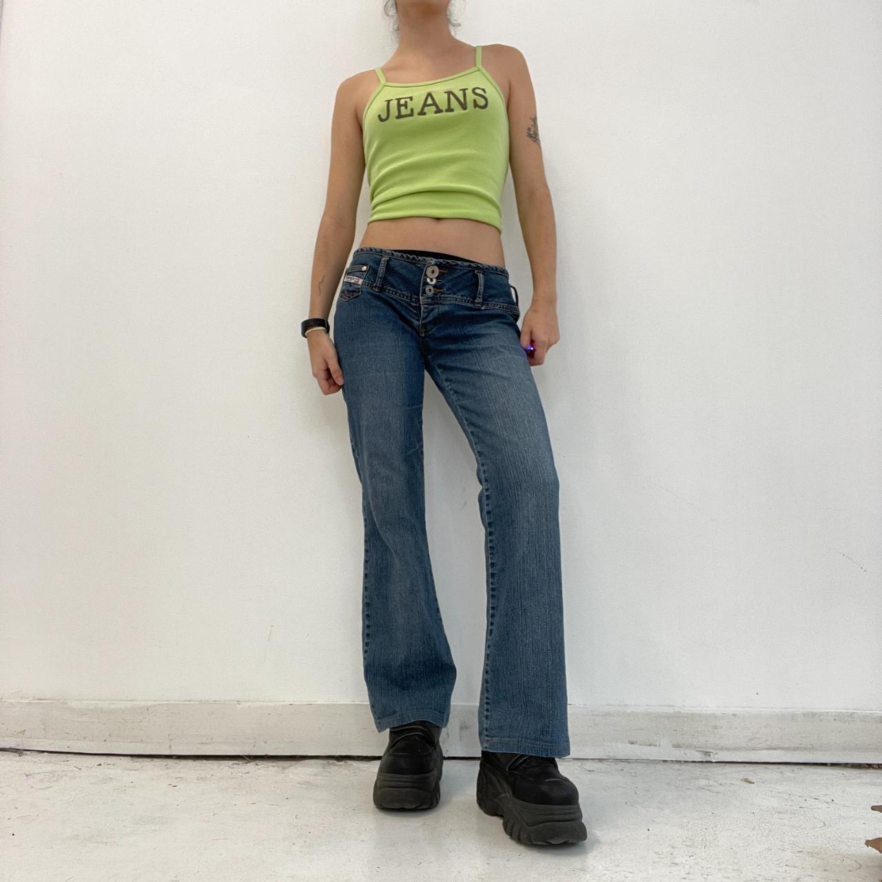 Lovely low rise flare jeans with wide waistband and... - Depop