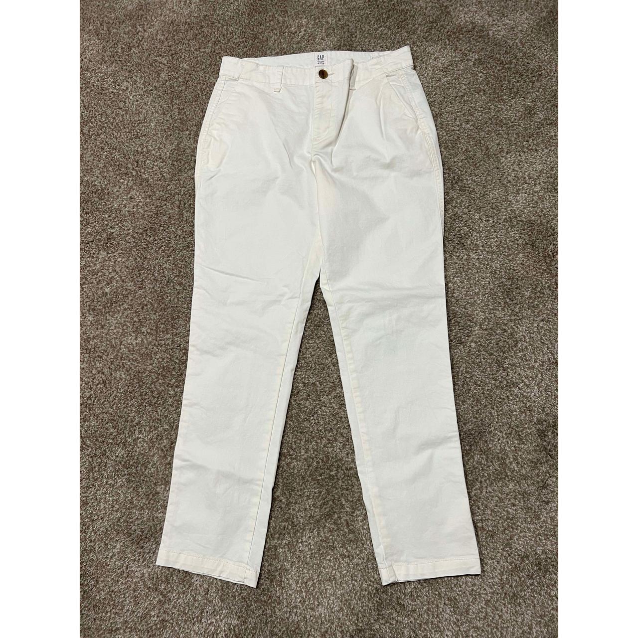 Gap women girlfriend khaki pants white zip pockets... - Depop