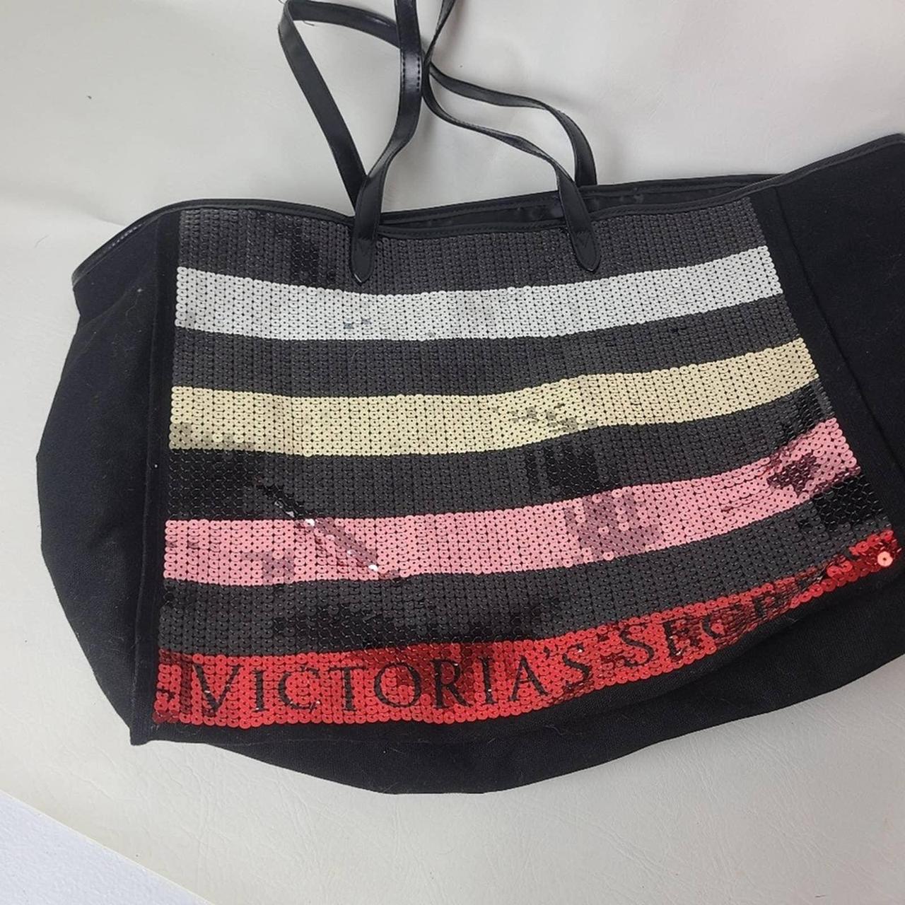 Victoria's Secret Bling Sequin Striped Carryall Tote - Depop