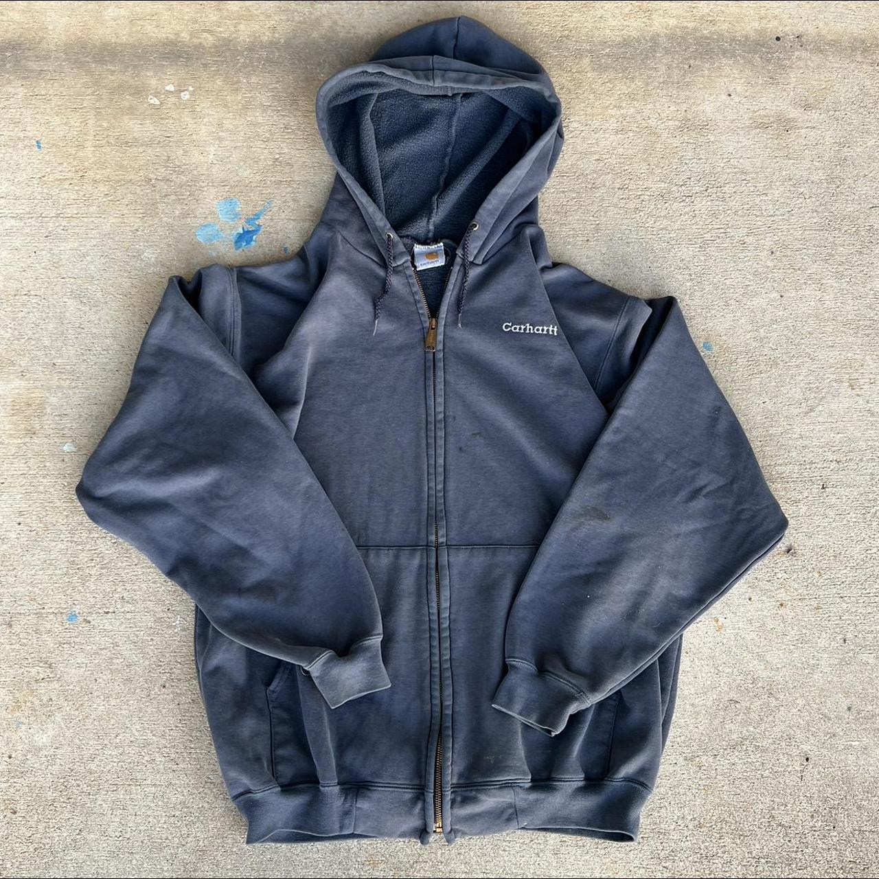 Gray Carhartt Zip Up Hoodie Super clean with a... - Depop