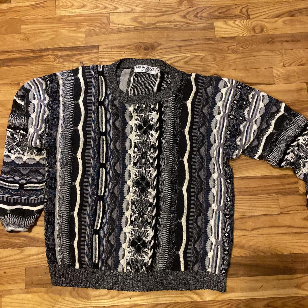 Black and white Coogi style sweater Depop