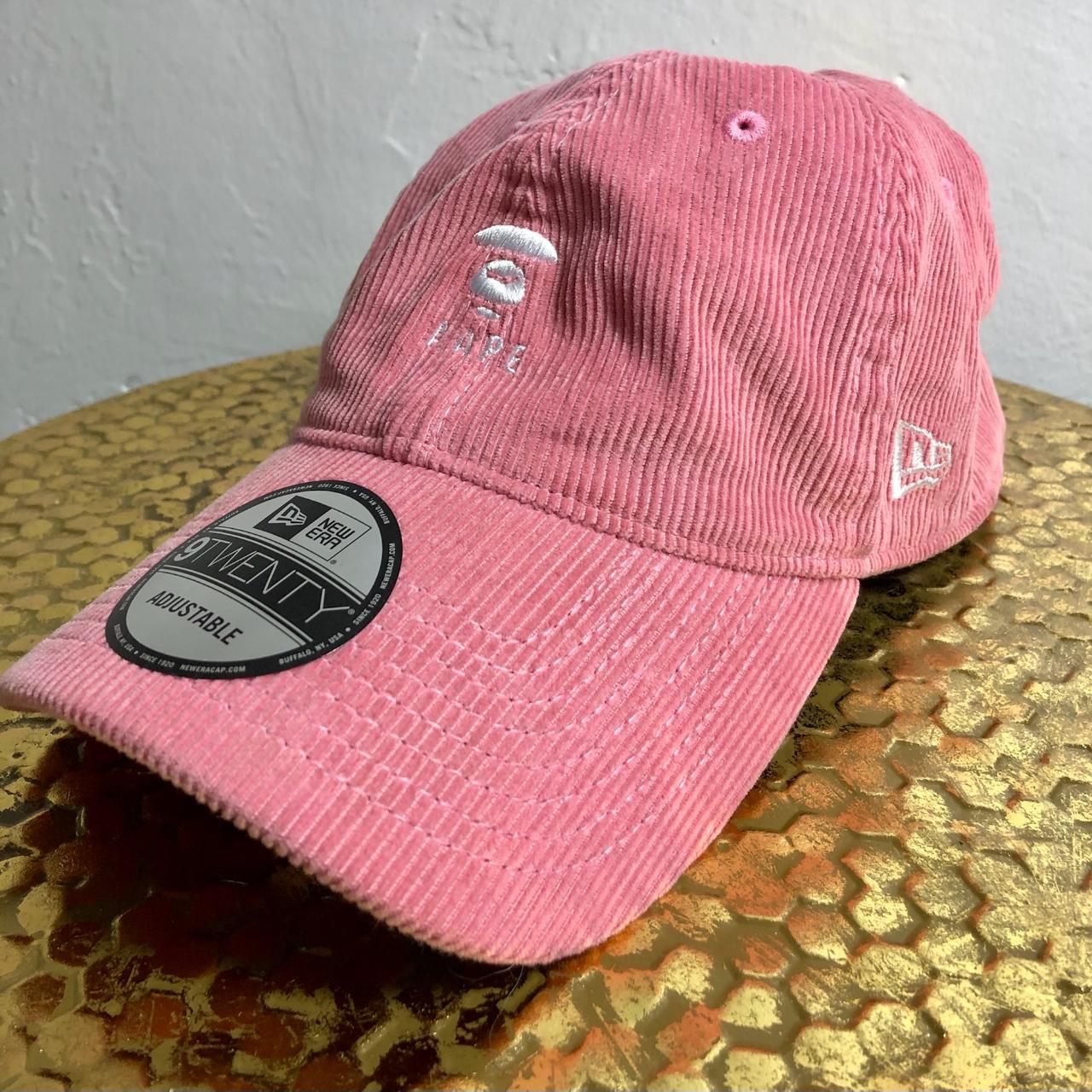 Pink textured adjustable baseball cap by BAPE. - Depop