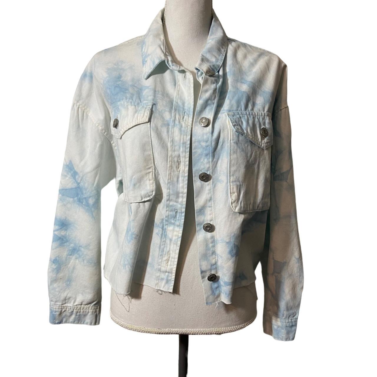 Kensie Jeans Women Cloud Tie Die Cropped Jacket M... Depop