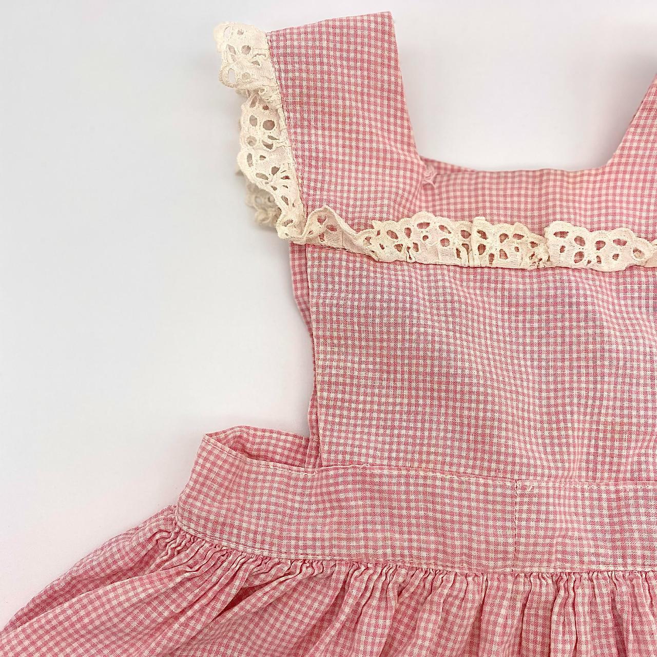 Vintage 1950s Baby Dress - Pink and White Small... - Depop