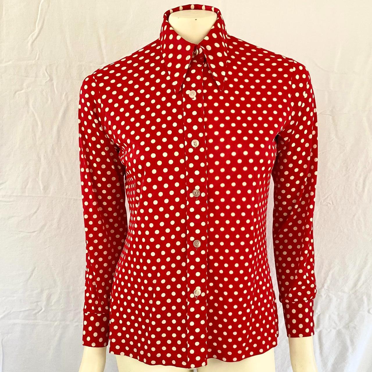 Vintage 1980s Shapely Red and White Polka Dot... - Depop