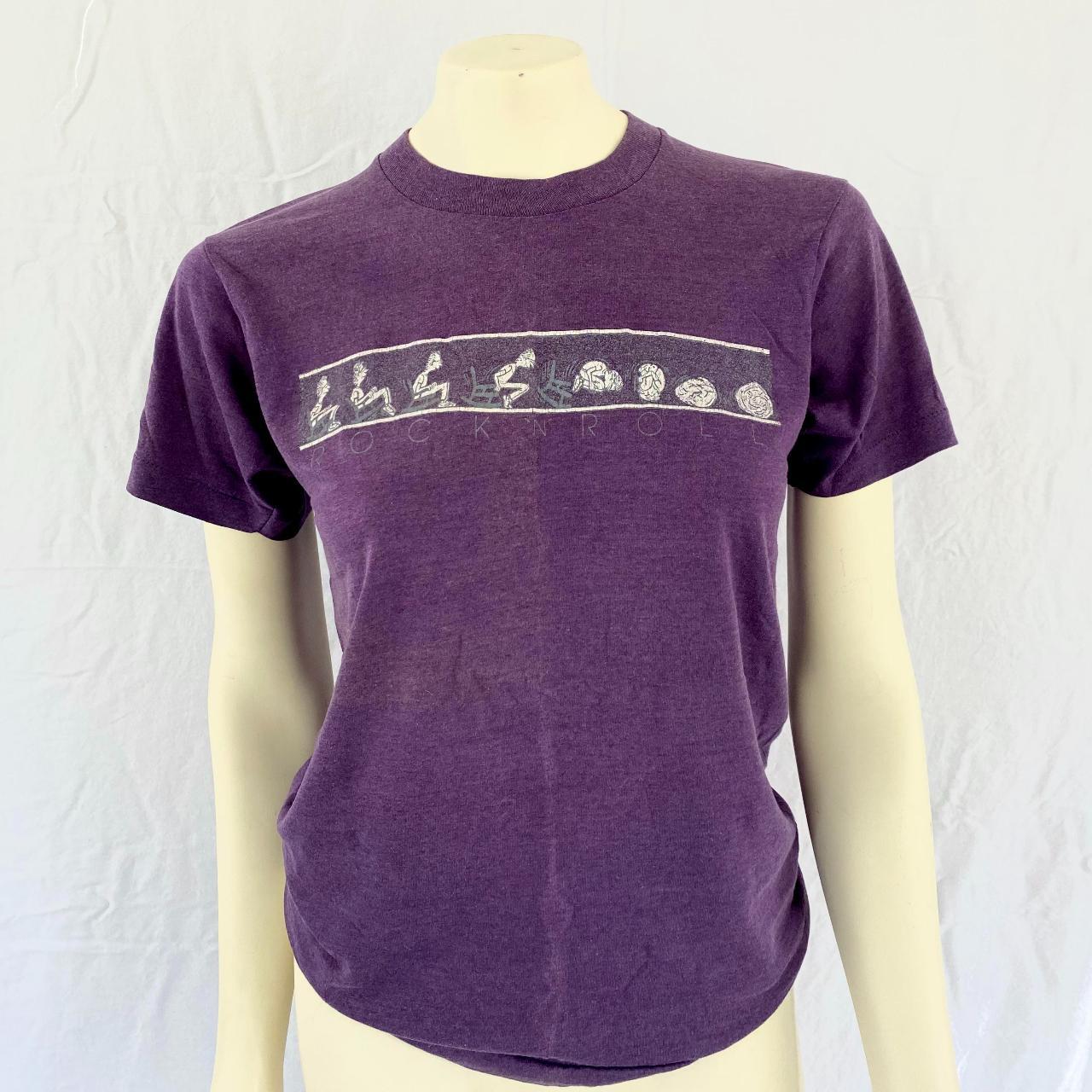 Women's Purple and White T-shirt | Depop