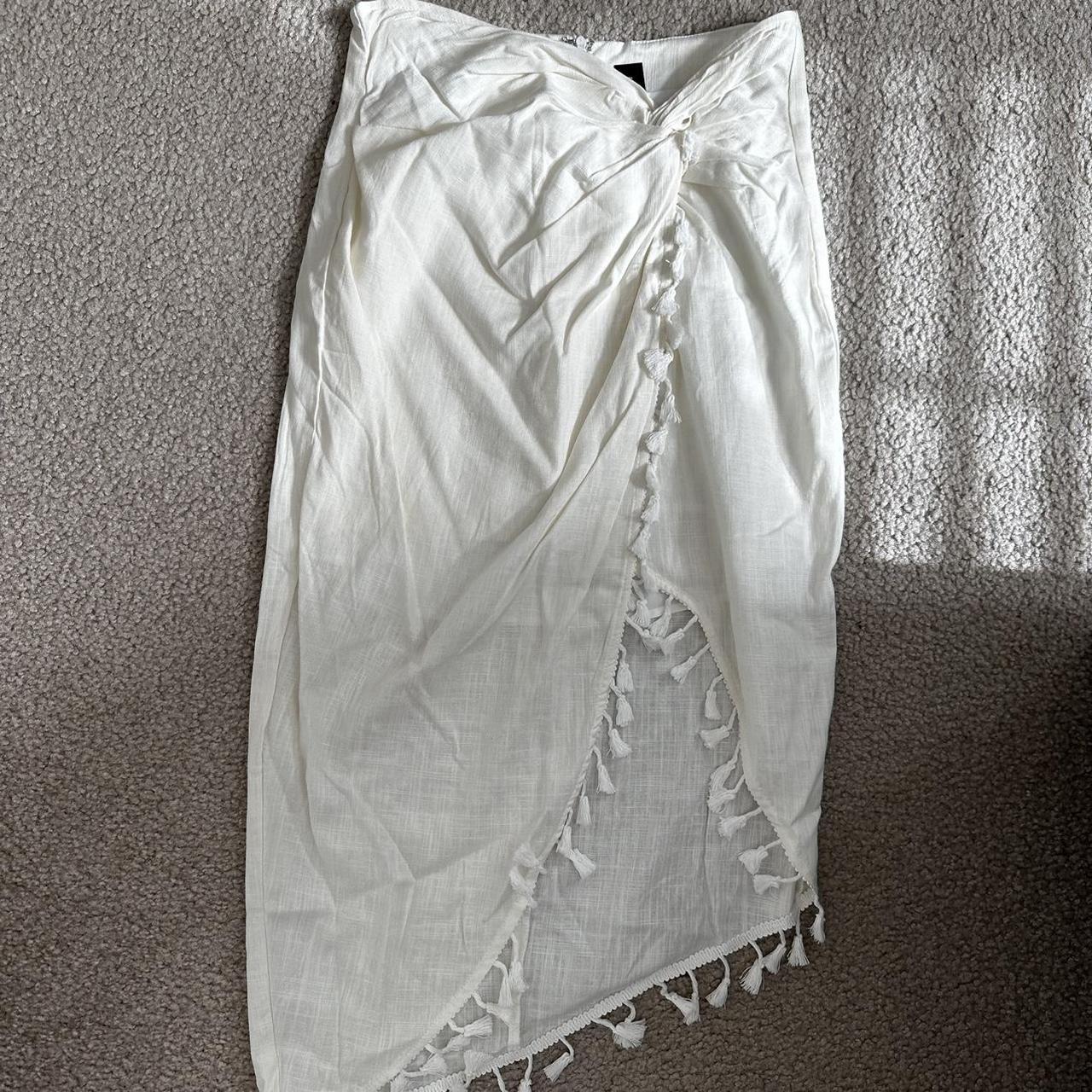 SHEIN off white color maxi skirt with a slit. It’s... - Depop