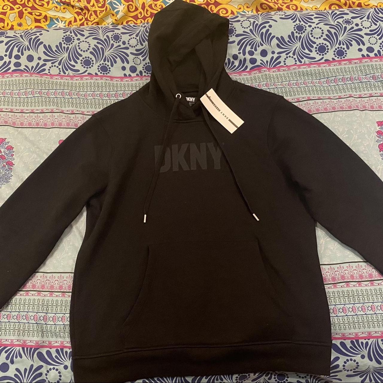 dkny-men-s-black-and-grey-jumper-depop