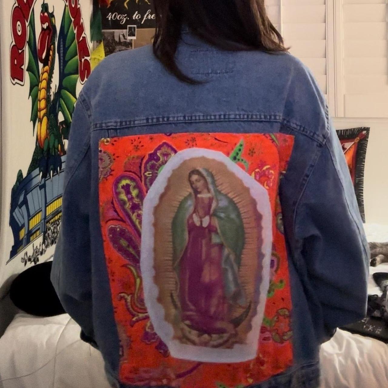 Virgen de guadalupe jean on sale jacket