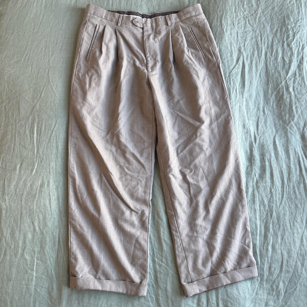 Vintage Italian grey pinstripe trousers 🔀 Baggy... - Depop