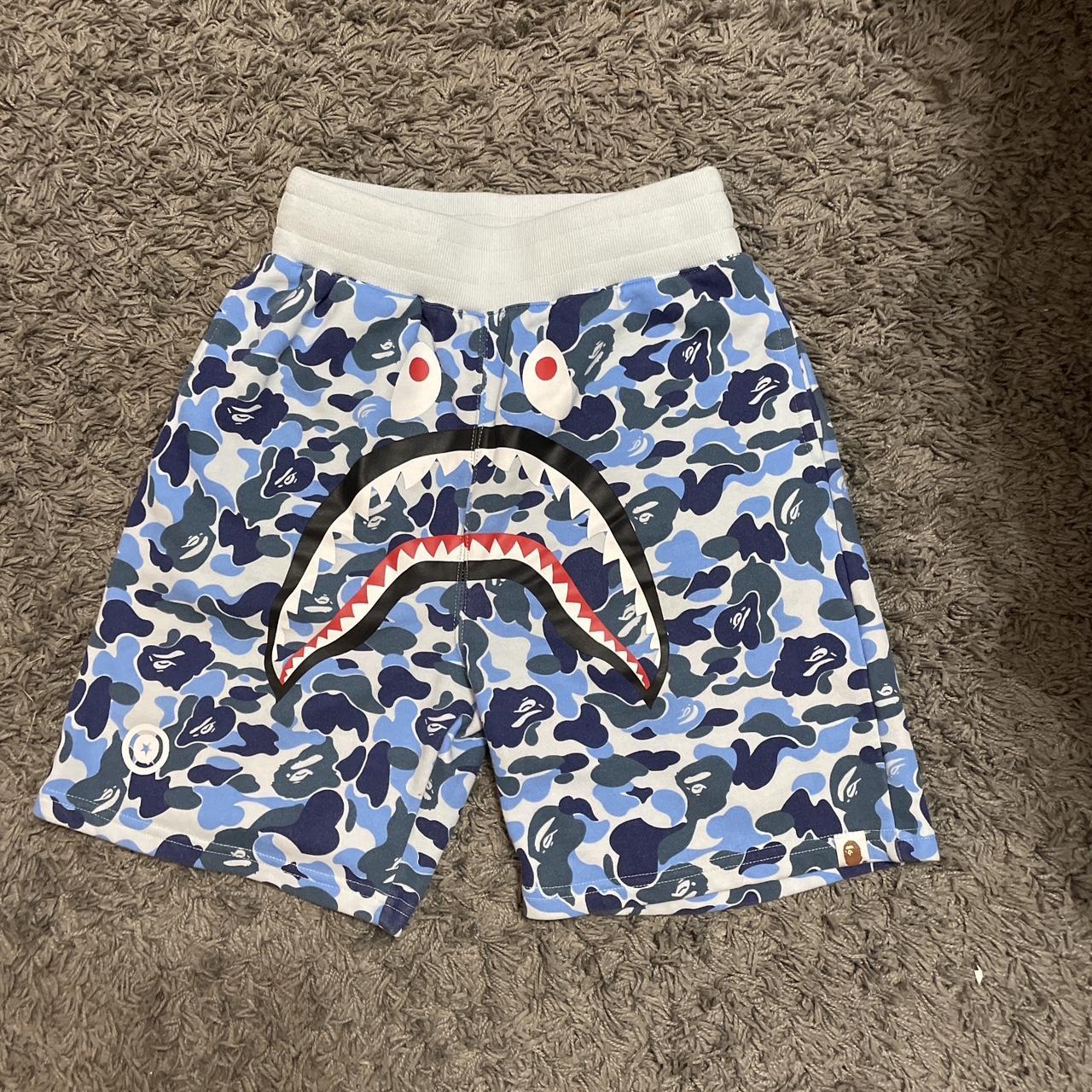 A Bathing Ape Bape ABC Camo Blue Sweat Short 100%... - Depop