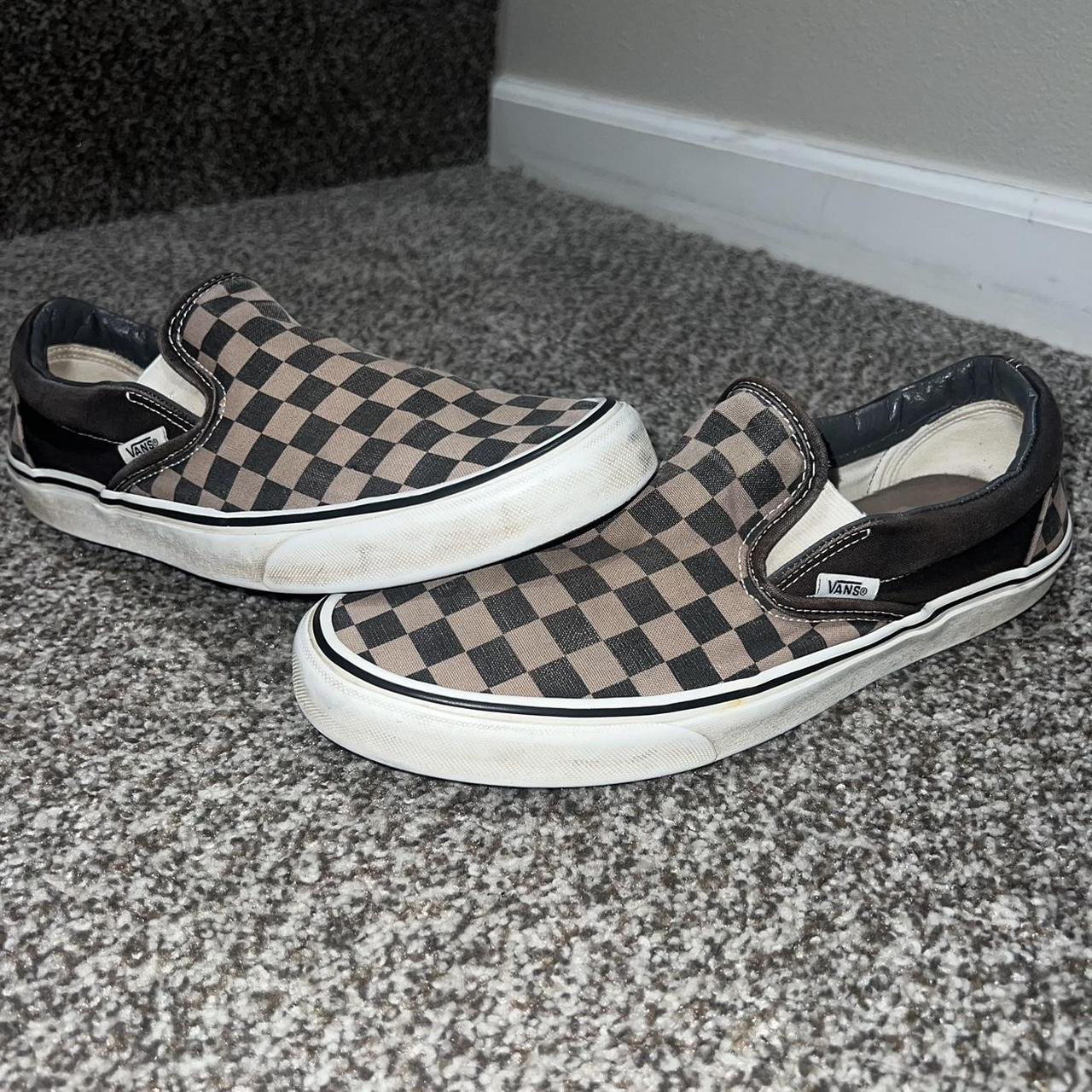Checkered Slip On Vans Shoes. -men’s size 9.5 -in... - Depop
