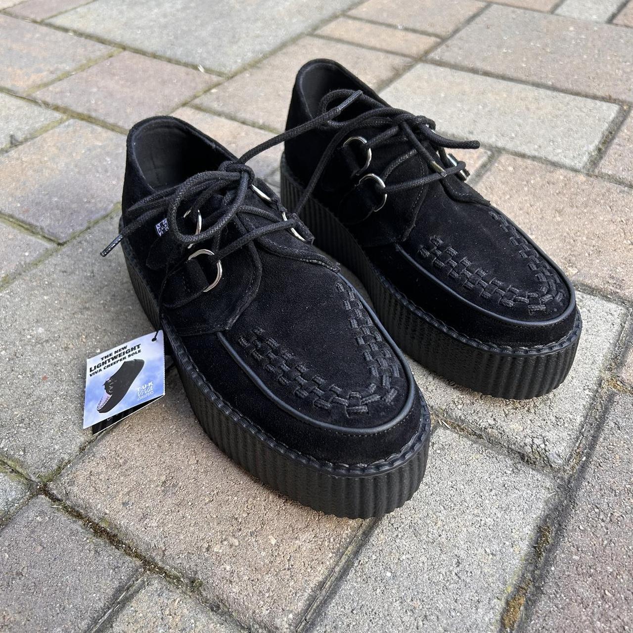 TUK Black Leather Viva Mondo Creeper Shoe